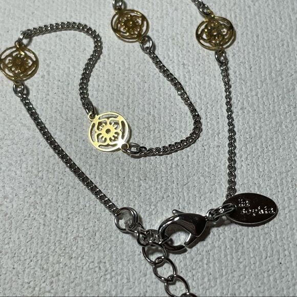 Lia Sophia silver and gold medallion ankle bracelet - Picture 4 of 6